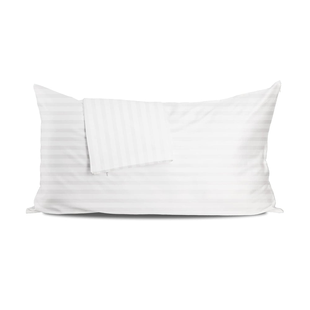100% Cotton Sateen Stripe Pillow Protector (Pack Of 2 ) Zippered T-200